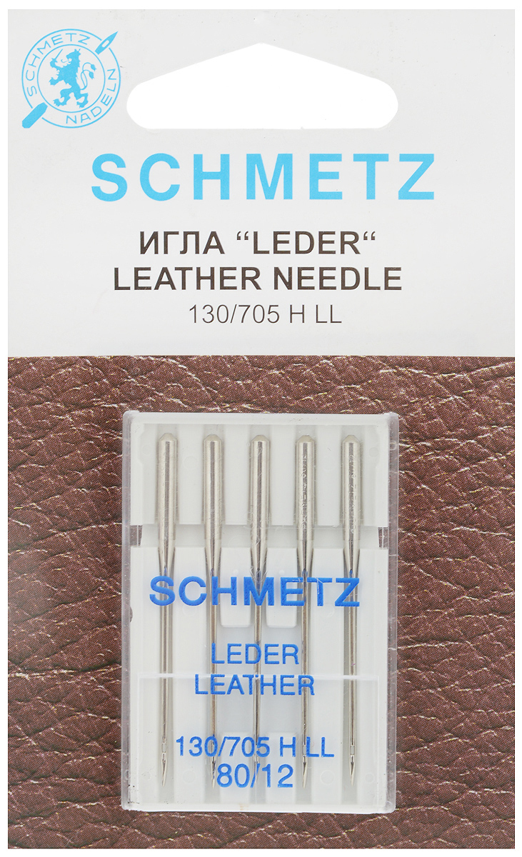 Набор игл для кожи Schmetz Leder, №80, 5 шт22:15.AS2.VCS Набор игл для кожи Schmetz Leder, №80, 5 шт22:15.AS2.VCSНабор Schmetz Leder состоит из пяти игл для бытовых швейных машин всех марок. Режущее левостороннее острие оставляет после прокола аккуратную прорезь. Иглы предназначены для кожи, искусственной кожи и похожих материалов. Не рекомендуется применять для текстильных изделий. Комплектация: 5 шт. Размер игл: №80. Стандарт: 130/705 H LL.