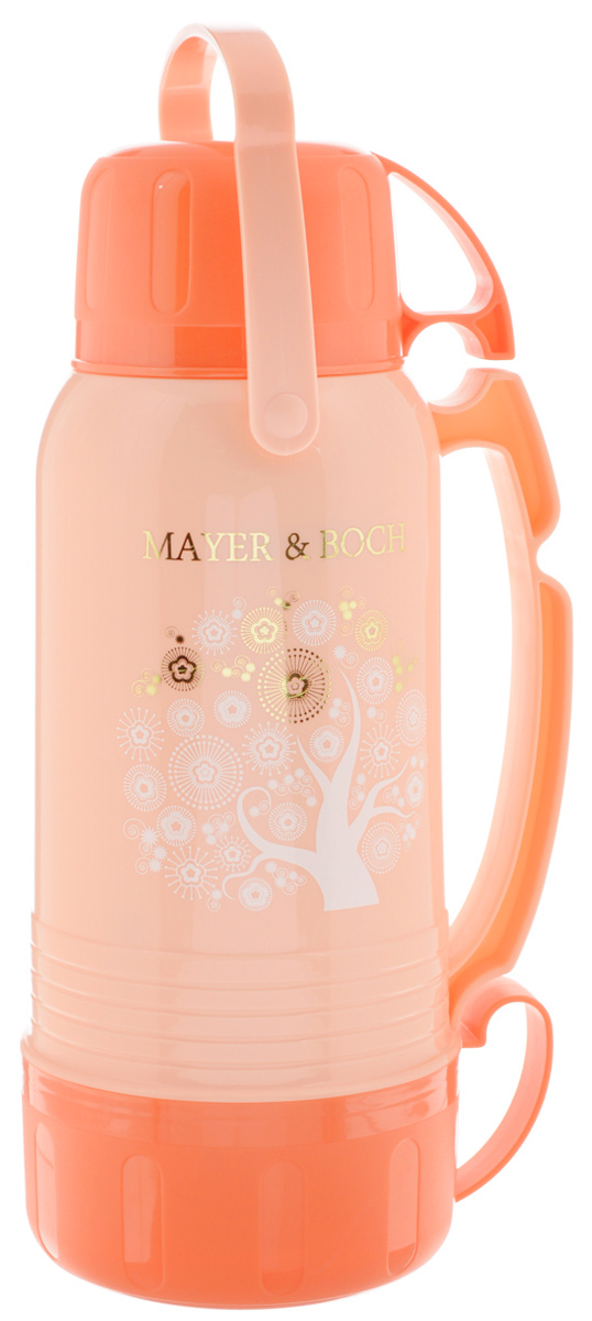 Термос Mayer & Boch, с 3 чашами, 1,8 л23702 Термос Mayer & Boch, с 3 чашами, 1,8 л23702Термос Mayer & Boch пригодится в любой ситуации: будь то экстремальный поход, пикник или поездка. Корпус термоса выполнен из прочного полипропилена (пластика) и оформлен красивым рисунком. Колба изготовлена из стекла, которое является экологически чистым материалом и прекрасно держит температуру. Ее температурная характеристика ни в чем не уступает стальным колбам, а благодаря свойствам стекла, этот термос может быть использован для заваривания напитков с устойчивыми ароматами. Термос способен сохранять необходимую температуру до 24-х часов. Завинчивающаяся герметичная крышка предохранит от проливаний, а боковая ручка поможет крепко удерживать термос. В комплекте 3 чаши: 1 снаружи, 1 внутри и 1 у основания. С таким термосом вы в любое время сможете насладиться любимыми напитками. Диаметр чаш: 9 см; 10 см; 13,5 см. Высота чаш: 5,5 см; 6,5 см; 7 см. Высота термоса: 35 см.