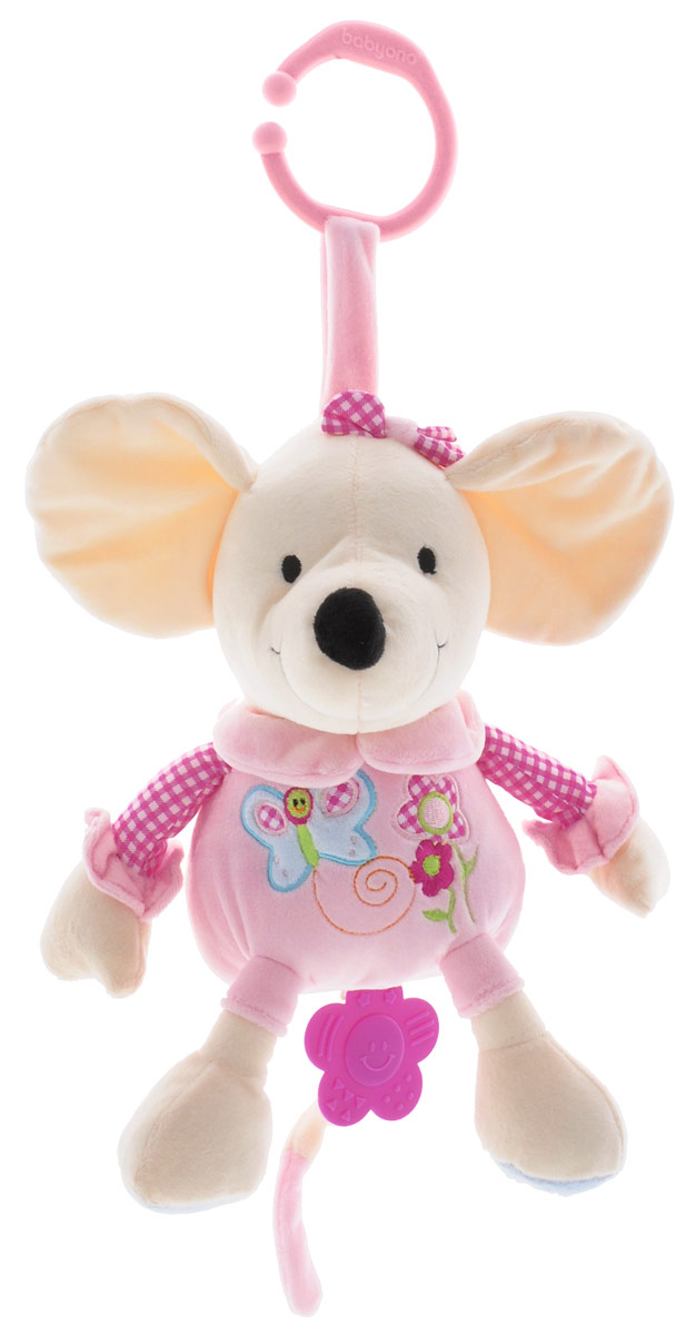 BabyOno Музыкальная игрушка-подвеска Мышка927 BabyOno Музыкальная игрушка-подвеска Мышка927Музыкальная игрушка-подвеска BabyOno Мышка изготовлена из мягкого, приятного на ощупь текстильного материала. Если вы потяните за прорезыватель вниз, малыш услышит негромкую успокаивающую мелодию, которая поможет ему заснуть. С помощью пластикового незамкнутого кольца игрушку легко можно прикрепить к кроватке, коляске, автокреслу или игровой дуге малыша. Музыкальная игрушка-подвеска BabyOno Мышка развивает слух, моторику, зрительно-цветовое восприятие и обладает релаксирующим воздействием. Товар сертифицирован.