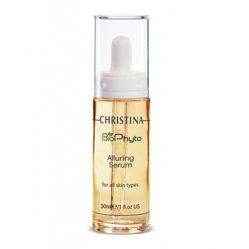 Christina Сыворотка Очарование Bio Phyto Alluring Serum - 100 млCHR564 Christina Сыворотка Очарование Bio Phyto Alluring Serum - 100 млCHR564Сыворотка замедляет процессы гликации, активизирует регенерацию клеток, выравнивает цвет лица, укрепляет сосудистую стенку капилляров. Активные компоненты: Гиалуронат натрия, экстракт коры акации ленкоранской, аскорбиновая кислота, фруктоза, глицин, витамины группы В, пирролидонкарбоновая кислота, мочевина, экстракт листьев толокнянки, аскорбилфосфат натрия. Результат: Сыворотка увлажняет кожу, повышает ее эластичность.