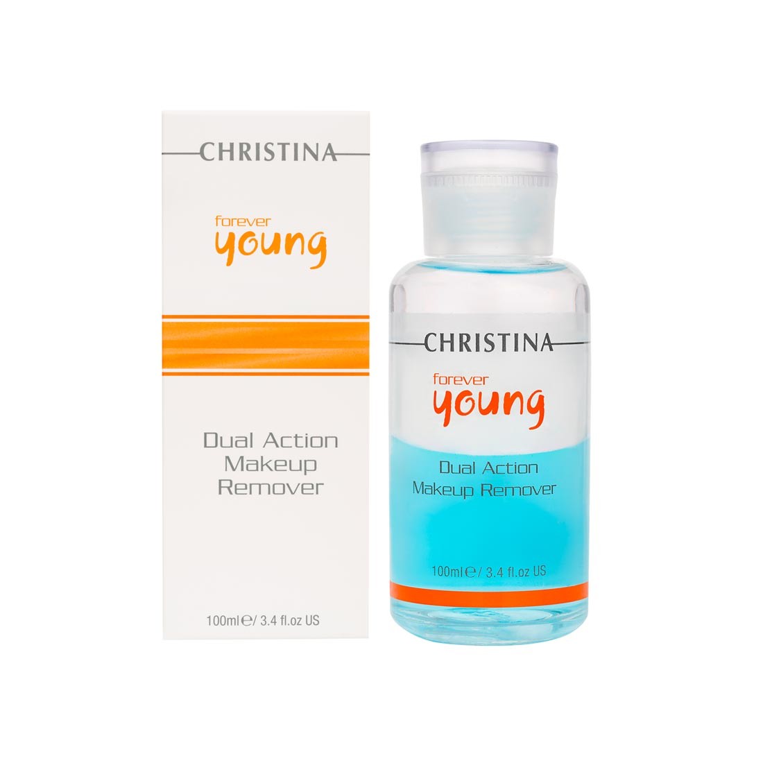 Christina Средство для снятия макияжа Forever Young Dual Action Make Up Remover 100 млFY-DAR38 Christina Средство для снятия макияжа Forever Young Dual Action Make Up Remover 100 млFY-DAR38Средство для снятия макияжа Christina FY - Dual Action Make Up Remover. Мягкое, нежирное средство содержит натриевую соль гиалуроновой кислоты, которая обычно используется в глазных каплях для увлажнения и снятия раздражения. Препарат очищает кожу вокруг глаз, разглаживает и увлажняет ее, не оставляя жирного блеска. Сочетание в составе препарата огурца, ромашки и дудника успокаивает кожу и уменьшает припухлость вокруг глаз.Используя средство для снятия макияжа от Christina, Вы гарантируете себе качественное очищение без малейшего вреда для нежной кожи вокруг глаз.