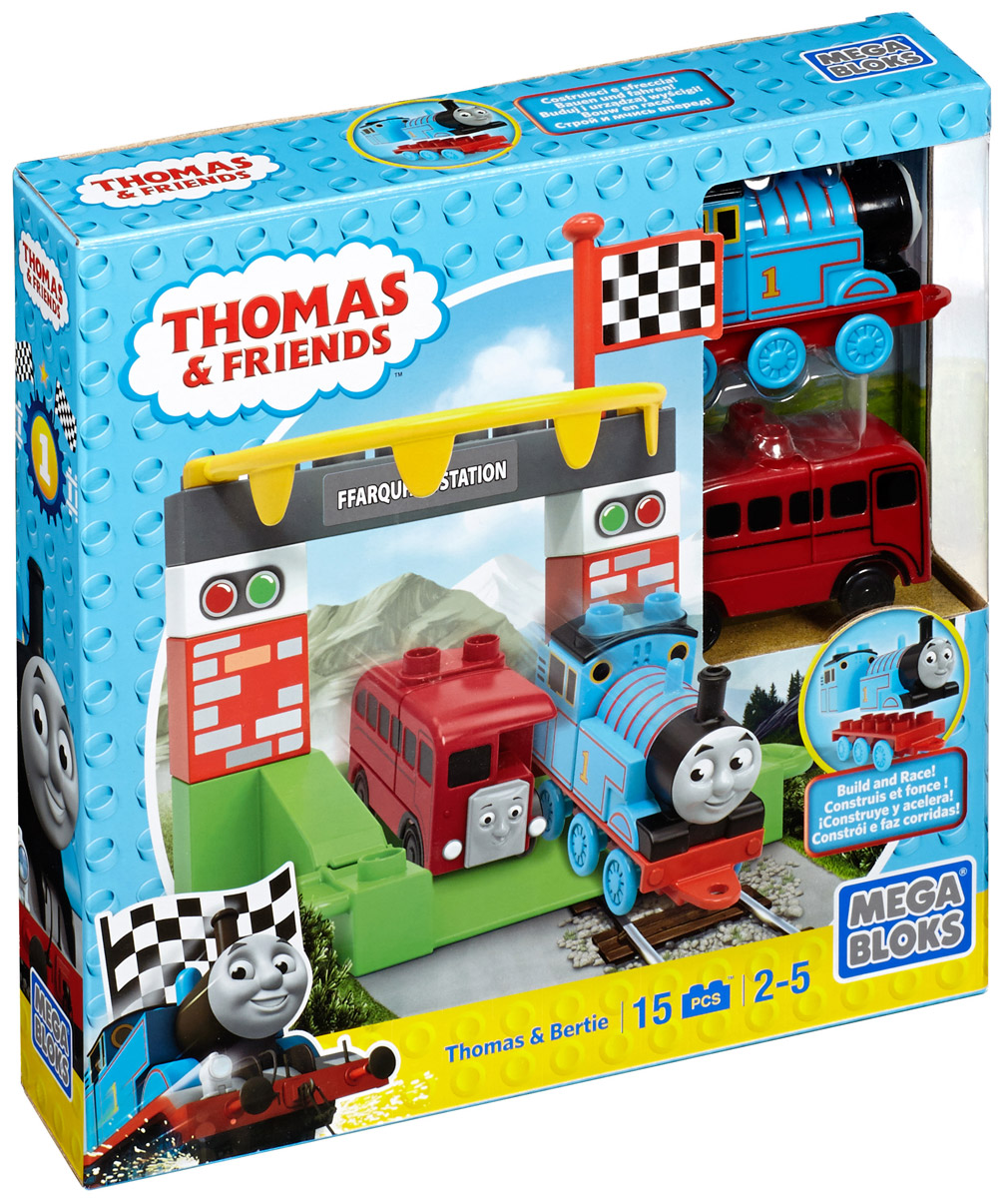 Mega Bloks Thomas & Friends Конструктор Томас и БертиCNJ08_DLC17 Mega Bloks Thomas & Friends Конструктор Томас и БертиCNJ08_DLC17Конструктор Mega Bloks Томас и Берти - удивительный подарок для вашего ребенка! Конструкторы Mega Bloks - это новые горизонты творчества. Каждый из наборов - это завершенная конструкция, имеющая некий сюжет. Этот конструктор входит в серию наборов Thomas & Friends, созданных по одноименному мультфильму. Томас и его верная команда помогают жителям городка: привозят почту, чинят железнодорожные пути и возят пассажиров к пунктам назначения. В наборе 15 элементов конструктора, из которых можно собрать въезд на станцию Фаркваар. Набор дополнен яркими детализированными стикерами. Все элементы конструктора совместимы с другими сборными паровозами из этой серии. Воссоздайте для своего маленького машиниста его любимые истории о приключениях паровозиков острова Содор или придумайте свою собственную. Идеальная игрушка для детей в возрасте от 2 до 5 лет.