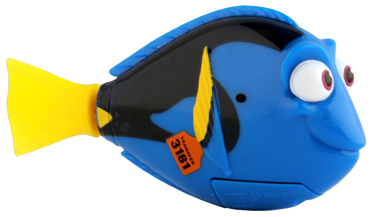 Dory Робот Рыбка Дори25138D Dory Робот Рыбка Дори25138D В поисках Дори! Дори- главный герой продолжения известного мультфильма В поисках Немо, При соприкосновении с водой начинают плавать. В целях экономии энергии рыбка автоматически отключается через 4 минуты. Для активации рыбки вытащите ее из воды на несколько секунд и запустите снова в воду. Игрушка работает от двух алкалиновых батареек А76 или RL44, которые входят в комплект (две установлены в игрушку и 2 запасные)