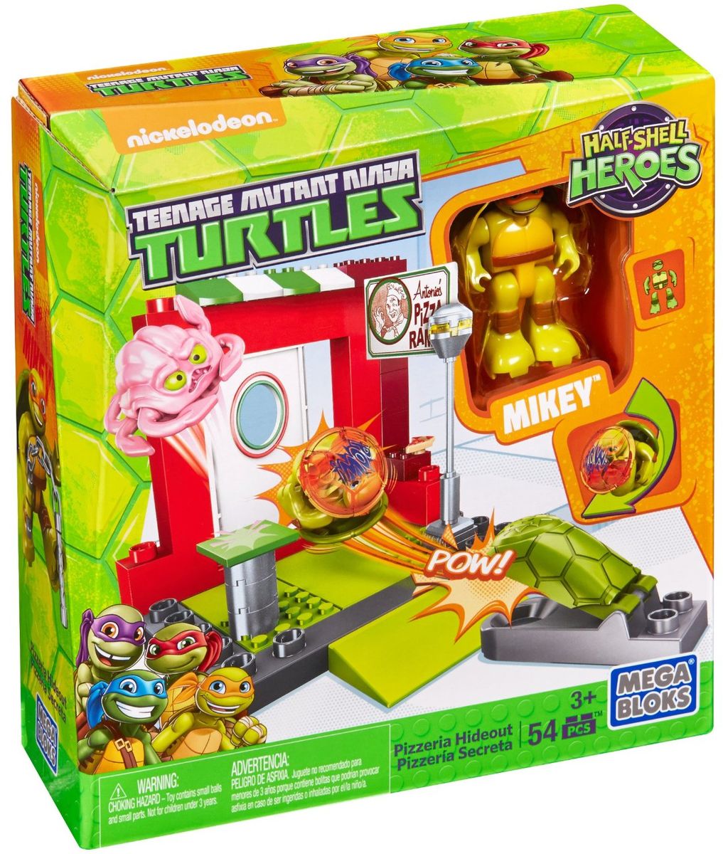 Mega Bloks Черепашки Ниндзя Half-Shell Heroes Конструктор Логово в пиццерииDMW46_DMW48 Mega Bloks Черепашки Ниндзя Half-Shell Heroes Конструктор Логово в пиццерииDMW46_DMW48В наборах Mega Bloks Черепашки готовятся столкнуться лицом к лицу с коварным врагом! Воссоздай уникальные места и приготовься вершить правосудие с набором Логово в пиццерии. В наборе имеются движущиеся элементы, а также фигурки Черепашки, Крэнга и крысолова. Преврати Черепашку в нинзя-шар и отправь его в полет! Конструктор выполнен из высококачественного яркого пластика. Игра с конструктором способствует развитию мелкой моторики, воображения, творческого мышления. Набор Логово в пиццерии совместим с другими наборами Черепашки Ниндзя от Mega Bloks. Собери свою собственную коллекцию Черепашек!