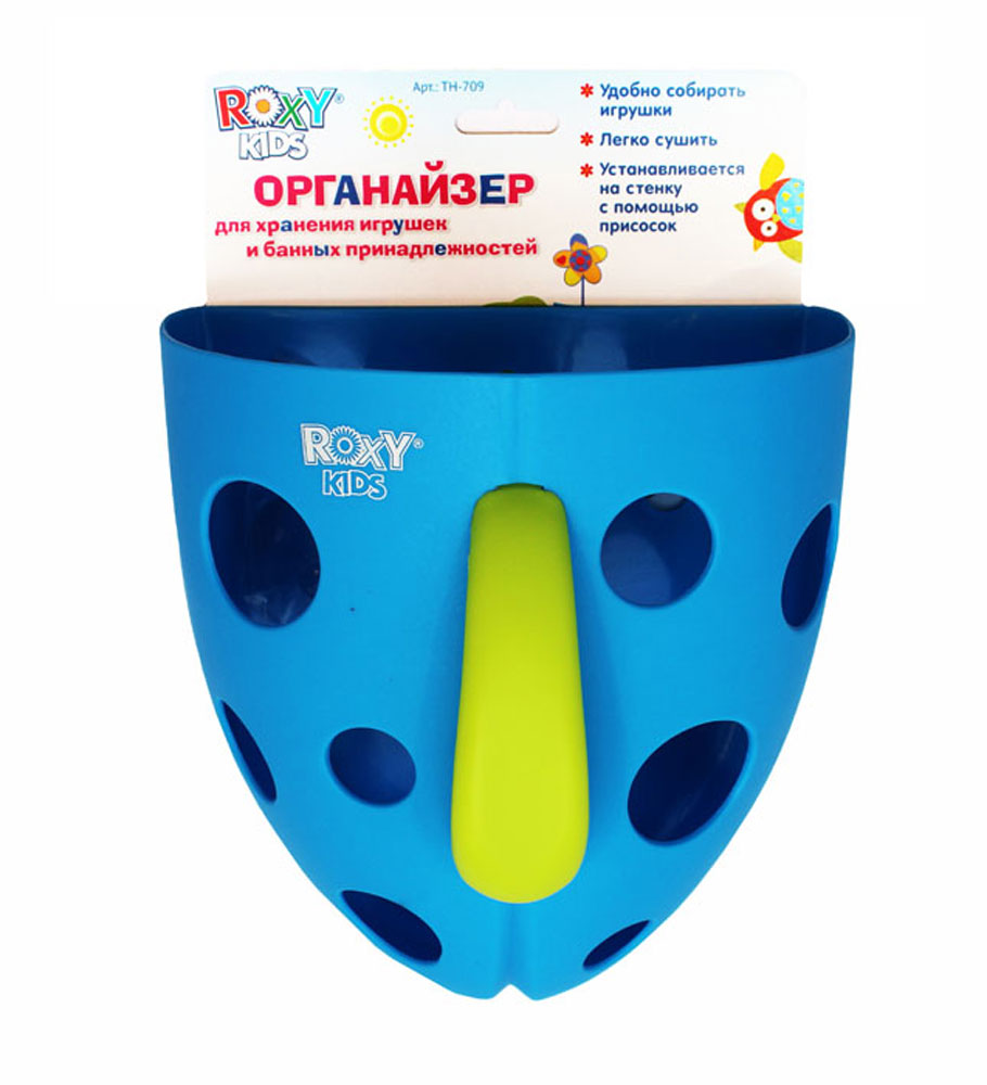 Органайзер для игрушек и банных принадлежностей Roxy-kids, цвет: синийТН-709 Органайзер для игрушек и банных принадлежностей Roxy-kids, цвет: синийТН-709Органайзер для игрушек и банных принадлежностей на присоске Roxy - незаменимый помощник в доме, где есть ребенок. Изготовлен для хранения игрушек и банных принадлежностей ребенка. Удобен тем, что крепится к стенкам ванной комнаты на специальную присоску или крючок, а потому будет всегда у вас под рукой. Практичная ручка органайзера позволит мамам быстро и без труда выловить из воды все игрушки. Игрушки, находящиеся в органайзере очень удобно мыть под краном, а это необходимо делать после каждого купания, поскольку на поверхности игрушек могут оказаться остатки мыла, шампуня и прочих средств детской гигиены. Благодаря органайзеру игрушки легко сушить. Яркий цвет изделия без сомнения понравится ребенку и привлечет его внимание. Органайзер стимулирует у ребенка тактильные ощущения и координацию движений.