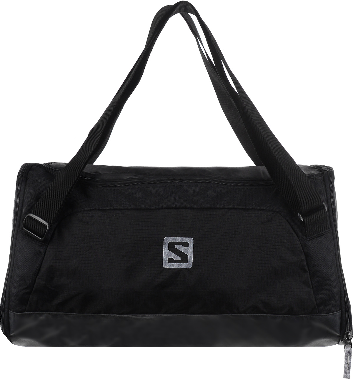 Сумка спортивная Salomon Sports, цвет: черный, 40 лL32864600 Сумка спортивная Salomon Sports, цвет: черный, 40 лL32864600Практичная спортивная сумка Salomon Sports выполнена из износостойкого нейлона. Изделие содержит одно основное отделение, закрывающееся клапаном на молнию с двумя бегунками. Внутри сумки расположен врезной карман на застежке-молнии. По бокам сумки расположено два вместительных прорезных кармана, каждый из которых закрывается на застежку-молнию. В них можно носить влажные вещи благодаря непромокаемому материалу. Один из карманов имеет сетчатую вставку, обеспечивающую вентиляцию. Дно изделия дополнено вставкой из прочного пластика. Сумка оснащена двумя практичными ручками регулируемой длины, что позволит носить ее как в руках, так и на плече. Стильная спортивная сумка станет незаменимым аксессуаром, который вместит в себя все необходимое.