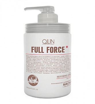 Ollin Интенсивная восстанавливающая маска с маслом кокоса Full Force Intensive Restoring Mask 650 мл725775 Ollin Интенсивная восстанавливающая маска с маслом кокоса Full Force Intensive Restoring Mask 650 мл725775Intensive Restoring Mask - маска интенсивная восстанавливающая с маслом кокоса. Восстанавливает даже самые ломкие и поврежденные волосы, обеспечивает необходимую защиту от пагубного воздействия внешней среды. Выравнивает структуру, делает волосы прочными, упругими и шелковистыми и облегчает расчесывание. Масло кокоса препятствует выпадению волос и укрепляет луковицу, делая ее здоровой и сильной. Окрашенные волосы приобретают дополнительную яркость.