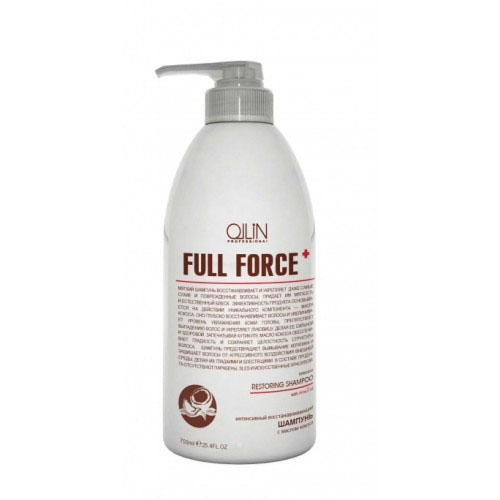 Ollin Интенсивный восстанавливающий шампунь с маслом кокоса Full Force Intensive Restoring Shampoo 750 мл725799 Ollin Интенсивный восстанавливающий шампунь с маслом кокоса Full Force Intensive Restoring Shampoo 750 мл725799Intensive Restoring Shampoo - шампунь интенсивный восстанавливающий с маслом кокоса. Укрепляет сильно поврежденные и сухие волосы. Обеспечивает необходимую защиту от негативного воздействия внешней среды и предотвращает вымывание кератина. Масло кокоса увеличивает уровень увлажнения кожи головы и способствует восстановлению поврежденных волос. Шампунь делает волосы мягкими и гладкими.