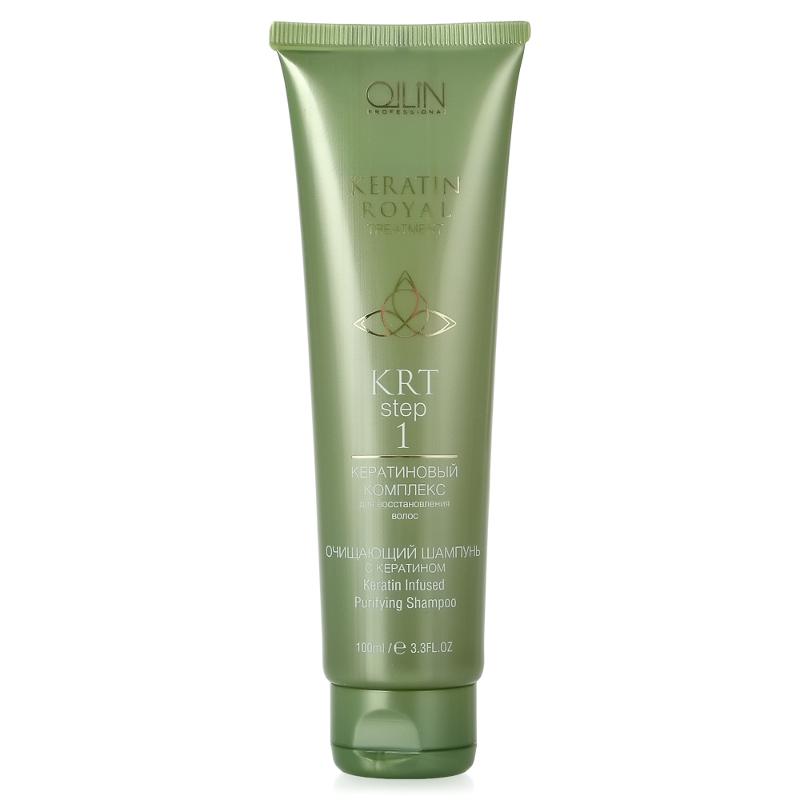 Ollin Очищающий шампунь с кератином Keratine Royal Treatment Shampoo 100 мл726024 Ollin Очищающий шампунь с кератином Keratine Royal Treatment Shampoo 100 мл726024Шампунь Ollin Keratin Royal Treatment – это первый этап во время проведения процедуры кератинового восстановления волос. Продукт обладает мягко-щелочной рН формулой и отличными очищающими качествами, что оказывает на пряди комплексное воздействие и позволяет: полностью убрать с поверхности локонов все загрязнения, в том числе трудно поддающиеся осадки водопроводной воды, силиконы, остатки продуктов для стайлинга, сделать волосы максимально восприимчивыми к кератированию, повысить результативность всей процедуры в целом; слегка приоткрыть чешуйки кутикулу, облегчив тем самым путь питательным веществам к кортексу каждого волоска. Дополнительно состав шампуня Ollin Keratin Royal Treatment обогащен натуральным кератином и провитамином В5. Этот коктейль приносит прядям необходимую влагу, укрепляет и оздоравливает по всей длине, делает локоны эластичными, гладкими и шелковистыми, а также успокаивает и смягчает кожу головы.