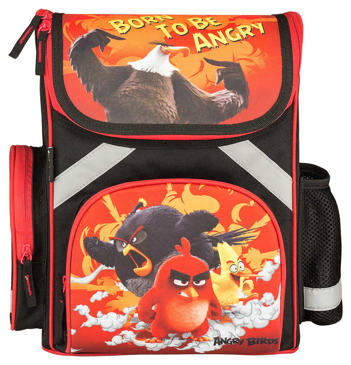 Kinderline Ранец школьный Angry BirdsABDB-MT1-113F Kinderline Ранец школьный Angry BirdsABDB-MT1-113FРанец школьный Kinderline Angry Birds выполнен из качественного полиэстера. Ранец оформлен яркими рисунками по мотивам мультсериала Angry Birds. Ранец имеет одно основное отделение, закрывающееся на застежку-молнию. Внутри отделения расположены два разделителя с утягивающей резинкой. На лицевой стороне ранца имеется накладной карман на молнии. По бокам ранца размещены два дополнительных накладных кармана, один на молнии и один открытый. Ортопедическая спинка, созданная по специальной технологии из дышащего материала, равномерно распределяет нагрузку на плечевые суставы и спину. Спинка и боковые панели усилены пластиком. Ранец оснащен текстильной петлей для подвешивания и двумя широкими лямками регулируемой длины. Лямки анатомической формы обтянуты воздухообменной сеткой. Многофункциональный школьный ранец станет незаменимым спутником вашего ребенка в походах за знаниями.