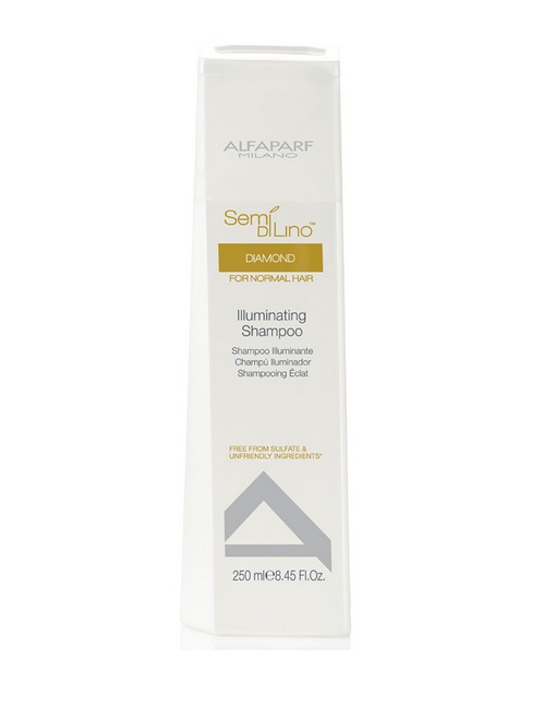 Alfaparf Шампунь для нормальных волос, придающий блеск Semi Di Lino Diamond Illuminating Shampoo 250 мл9992 Alfaparf Шампунь для нормальных волос, придающий блеск Semi Di Lino Diamond Illuminating Shampoo 250 мл9992Alfaparf Semi DiLino Diamond Illuminating Shampoo Шампунь для нормальных волос, придающий блеск усиливает естественную защиту волос и придаёт им великолепный блеск. В состав шампуня Альфапарф SDL Diamond входит экстракт льна, благоприятно влияющий на здоровье волос и на кожу, специальный комплекс Color Fix, созданный для эффективного сохранения интенсивности цвета волос, а также микрокристаллы алмаза, благодаря которым волосы приобретают шелковистость и красивое сияние. Шампунь не только очищает волосы, но и делает их мягкими и послушными, облегчая расчёсывание и общий уход за волосами. Шампунь Alfaparf SDL Illuminating для нормальных волос наделяет волосы блеском и здоровьем и не содержит в составе сульфатов и парабенов. Подходит для типов волос: нормальных и окрашенных.