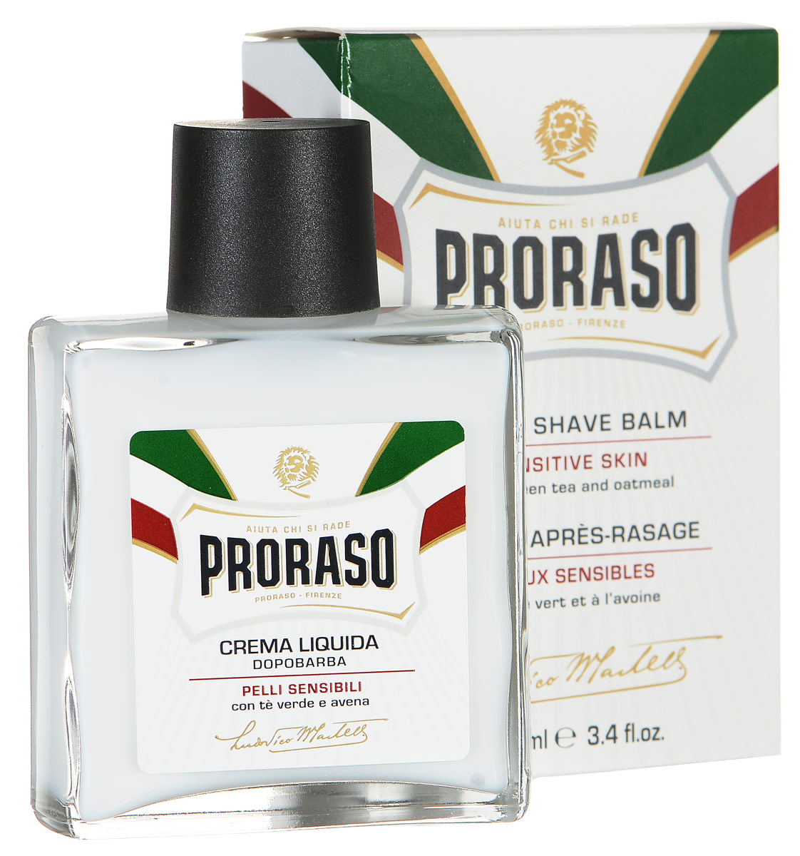 Proraso Бальзам после бритья для чувствительной кожи 100 мл401981 Proraso Бальзам после бритья для чувствительной кожи 100 мл401981Жидкий крем-бальзам после бритья мгновенно снимает раздражение и отлично подходит для чувствительной кожи. Его безалкогольная формула сочетает функции успокаивающего бальзама и крема с увлажняющим и защитным эффектом. А еще он обогащен витамином Е, который борется со свободными радикалами и продлевает молодость кожи.