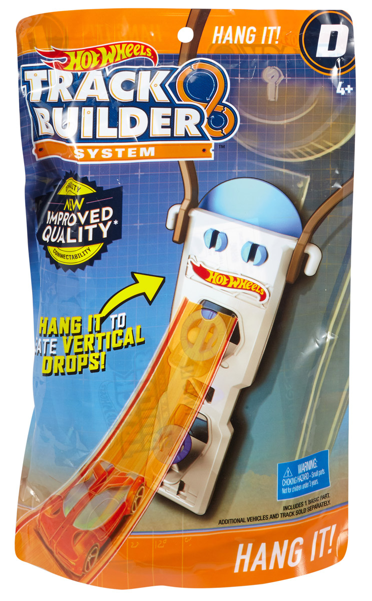 Hot Wheels Track Builder Дополнительный блок для конструктора трасс Hang ItDLF01_DLF02 Hot Wheels Track Builder Дополнительный блок для конструктора трасс Hang ItDLF01_DLF02Создайте свой собственный мир Hot Wheels с набором дополнительных аксессуаров. Каждый предмет позволяет экспериментировать с системой Track Builder и строить трассы по всему дому, используя предметы обстановки! С деталью Hang It дети могут подвесить трассы с помощью зажимов к двери или столу, чтобы поднять азарт гонки на головокружительную высоту! Это все, что нужно для невероятных трюков! Наборы Hot Wheels соединяются друг с другом.