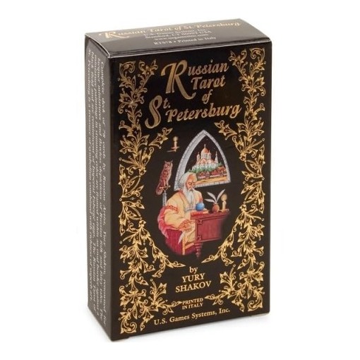 Карты Таро US.Games Russian Tarot of St. Petersburg Set, инструкция на английском языке. RTS78RTS78 Карты Таро US.Games Russian Tarot of St. Petersburg Set, инструкция на английском языке. RTS78RTS78Russian Tarot of St. Petersburg сочетает в себе традиционную символику Таро с русскими традициями и культурой. Изображения выполнены на черном фоне с крупным золотисто-ажурным обрамлением.