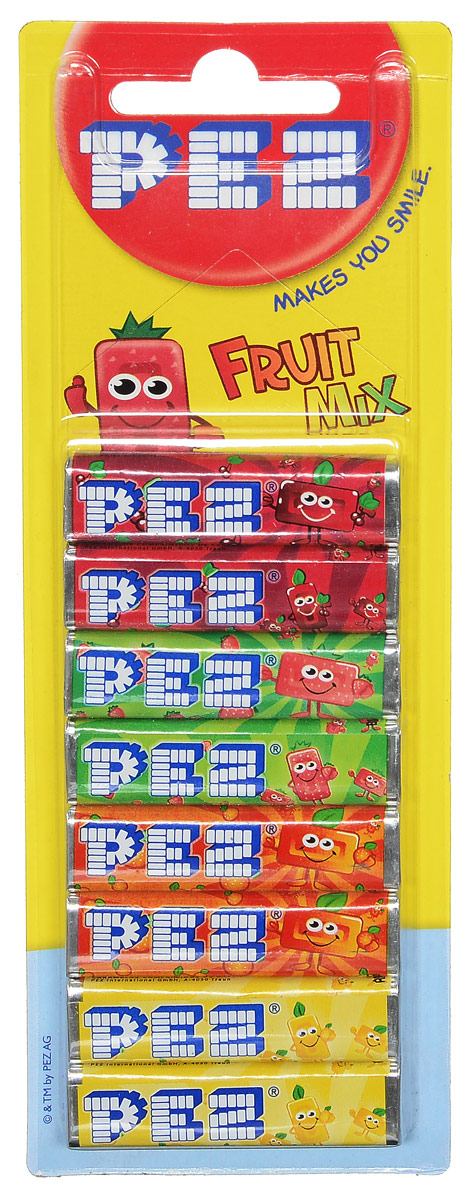 PEZ Fruit Mix конфеты, 8 шт52481 PEZ Fruit Mix конфеты, 8 шт52481PEZ Fruit Mix - конфетки-холодки с различными вкусами: вишня, клубника, апельсин, лимон. Они производятся с 1927 года. Продаются в наборе из 8 штук.