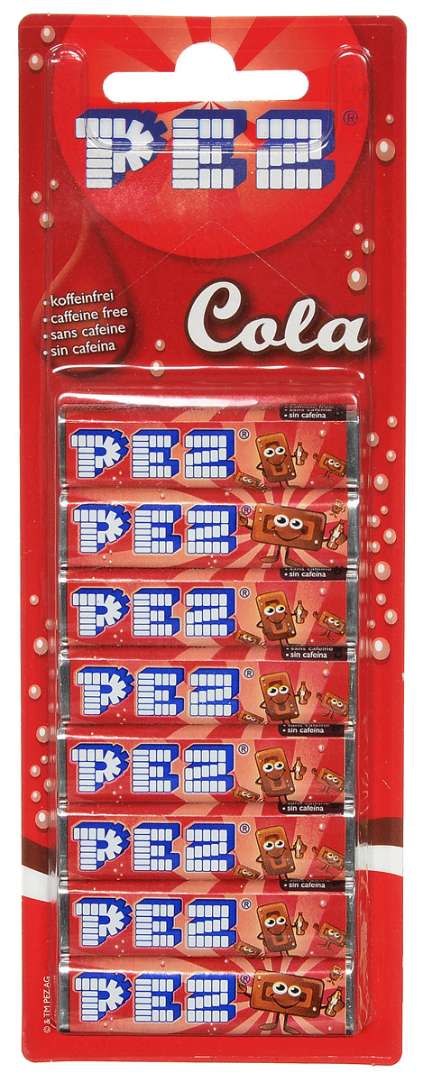 PEZ Cola конфеты, 8 шт52488 PEZ Cola конфеты, 8 шт52488PEZ Cola - конфетки-холодки с различными вкусами: вишня, клубника, апельсин, лимон. Они производятся с 1927 года. Продаются в наборе из 8 штук.