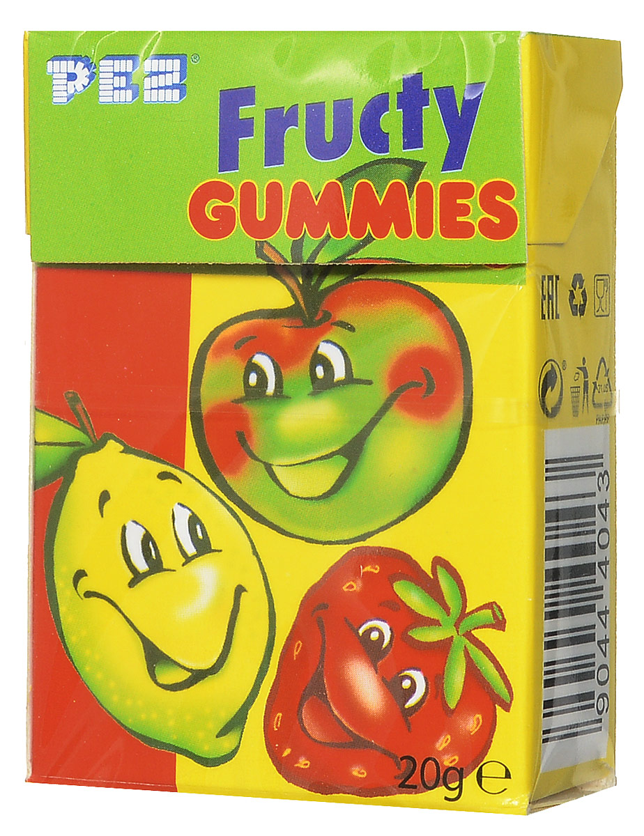 PEZ Fructy Gummies мармелад жевательный, 20 г23811 PEZ Fructy Gummies мармелад жевательный, 20 г23811PEZ Fructy Gummies - жевательный мармелад в форме фруктов с ярким насыщенным вкусом. Он подарит вам и вашим детям заряд хорошего настроения на весь день.
