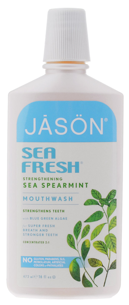 Jason Морской ополаскиватель для рта с мятой, 473 гJ01555 Jason Морской ополаскиватель для рта с мятой, 473 гJ01555Натуральный ополаскиватель с комплексом масел и вытяжек трав оказывает выраженное освежающие действие, легко проникает в труднодоступные участки полости рта и очищает ротовую полость