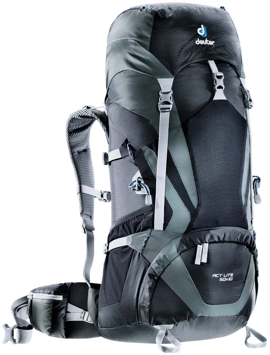 Рюкзак Deuter Aircontact Lite ACT Lite 50+10, цвет: черный, темно-серый, 60л3340315_7410 Рюкзак Deuter Aircontact Lite ACT Lite 50+10, цвет: черный, темно-серый, 60л3340315_7410Обтекаемый, вместительный рюкзак. Предназначен для туристических походов и альпийский восхождений. Модели ACT Lite имеюттехнический дизайн и большой набор полезных опций. Плеченые лямки двухслойной конструкциис мягкой пеной имеют точную анатомическую форму. Отдельный нижний отсек. Двухслойное усиленное дно. СОвместимость с питьевой системой. Петли для крепелния шлема.Петли для крепления ледоруба.