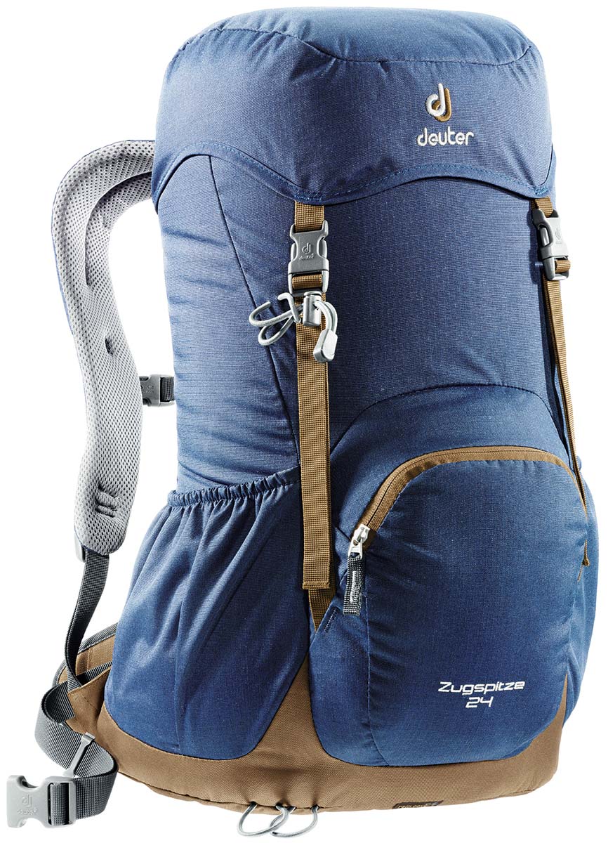 Рюкзак Deuter Zugspitze 24, цвет: синий, коричневый, серый, 24 л3430116_3608 Рюкзак Deuter Zugspitze 24, цвет: синий, коричневый, серый, 24 л3430116_3608Классический рюкзак. Эту модель Deuter выпускает с 1984 года, каждый год внося в конструкцию усовершенствования, используя современные материалы. набедренный пояс с вентилируемой подкладкой, анатомические плечевые лямки с мягкими краями две застежки на клапане, под клапаном можно надежно уложить дополнительное снаряжение, карман в верхнем клапане,два боковых сетчатых кармана и передний карман, петли для телескопических палок, встроенный съемный чехол от дождя