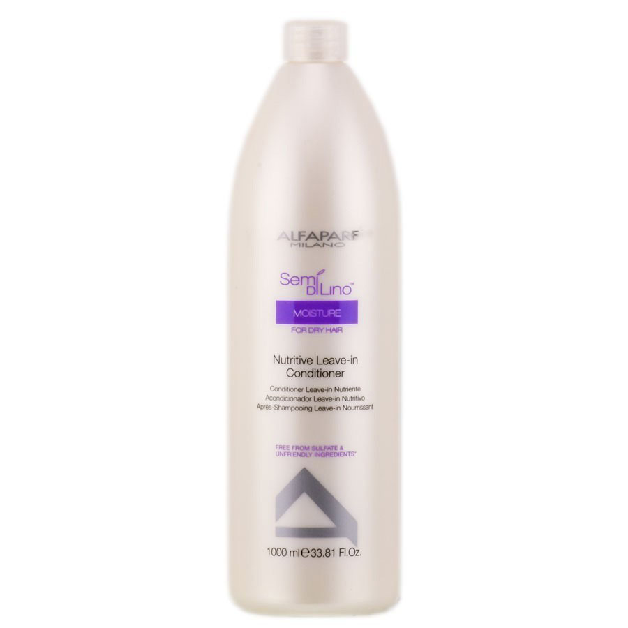 Alfaparf Кондиционер несмываемый для сухих волос Semi Di Lino Moisture Nutritive Leave-In Conditioner 1000 мл10011 Alfaparf Кондиционер несмываемый для сухих волос Semi Di Lino Moisture Nutritive Leave-In Conditioner 1000 мл10011Alfaparf Semi DiLino Moisture Nutritive Leave - InConditioner Кондиционер несмываемый для сухих волос содержит в составе экстракт мёда и питательные сахариды, способствующие удержанию влаги внутри волосяного стержня, тем самым обеспечивая волосу увлажнение и постоянное питание. В состав средства также входит экстракт семян льна, содержащий жирные кислоты Омега 3 и Омега 6, которые придают волосам красивый и здоровый блеск. Кондиционер Альфапарф SDL Moisture Nutritive Leave-In усиливает насыщенность цвета волос, обладает устойчивым эффектом и не содержит парафинов, парабенов, минеральных масел и красителей. Несмываемый кондиционер Alfaparf Nutritive делает волосы послушными и способствует гораздо более комфортной укладке волос.