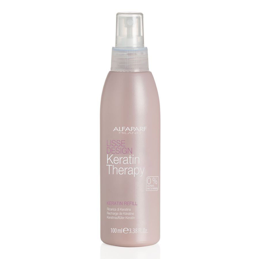 Alfaparf Кератин-наполнитель Lisse Design Keratin Refill 100 мл10710 Alfaparf Кератин-наполнитель Lisse Design Keratin Refill 100 мл10710Alfaparf Lisse Design Keratin Refill Кератин-наполнитель позволит быстро и эффективно придать волосам красивое сияние, непревзойдённую послушность и шелковистость. Средства, которые содержит формула кератина-наполнителя Альфапарф коллаген и кератин делают волосы гладкими и мягкими, а также прекрасно насыщают структуру волос, обеспечивают их укрепление и защиту от негативного воздействия окружающей среды. Применение кератина-наполнителя Alfaparf Lisse Design Keratin не требует каких-либо специальных навыков, поэтому его можно применять в любом месте и в любое время или просто дома, после дополнительного ухода кератином. Достаточно просто нанести спрей на чистые влажные волосы, после чего результат будет заметен сразу и вам и окружающим.