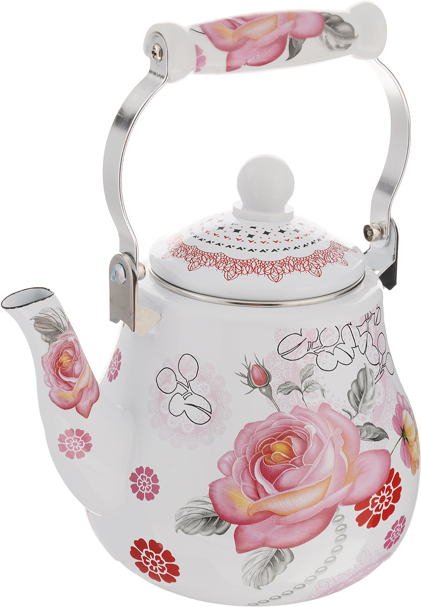 Чайник эмалированный Mayer & Boch Цветы, 2,5 л23996 Чайник эмалированный Mayer & Boch Цветы, 2,5 л23996Чайник Mayer & Boch Цветы изготовлен из высококачественной углеродистой стали с эмалированным покрытием. Такое покрытие защищает сталь от коррозии, придает посуде гладкую стекловидную поверхность и надежно защищает от кислот и щелочей. Изделие украшено ярким рисунком с изображением роз. Подвижная ручка с керамической вставкой не нагревается во время кипячения, делает чайник компактным и удобным в эксплуатации. Эстетичный и функциональный чайник будет оригинально смотреться в любом интерьере. Подходит для всех видов плит, включая индукционные. Можно мыть в посудомоечной машине. Высота чайника (без учета ручки и крышки): 15 см. Высота чайника (с учетом ручки и крышки): 27 см. Диаметр (по верхнему краю): 10 см.