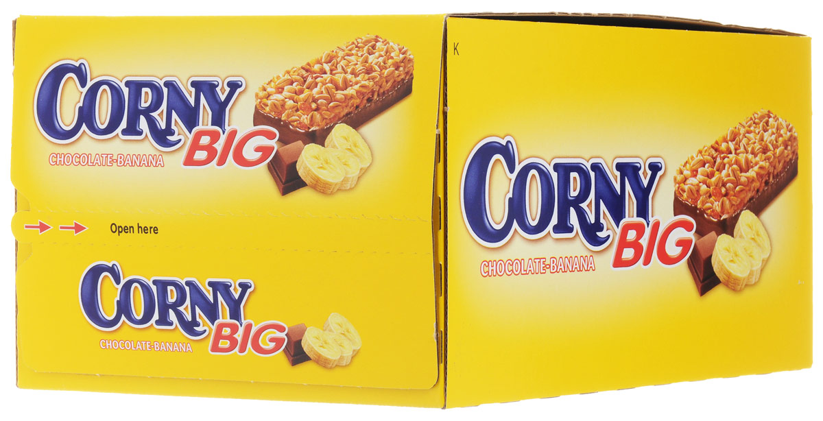 Corny Big злаковая полоска с бананом и молочным шоколадом, 24 штбзк002_24 штуки Corny Big злаковая полоска с бананом и молочным шоколадом, 24 штбзк002_24 штукиЗлаковые батончики Corny – вкусная и здоровая альтернатива традиционным снэкам – шоколадным плиткам, чипсам и булкам. Батончики сочетают в себе исключительную пользу и удобство. В их состав входят злаки, орехи, фрукты и шоколад. Разнообразие видов позволяет каждому выбрать батончик по своему вкусу. Медленные углеводы заряжают полезной энергией, а удобная форма и упаковка соответствуют быстрому ритму жизни.