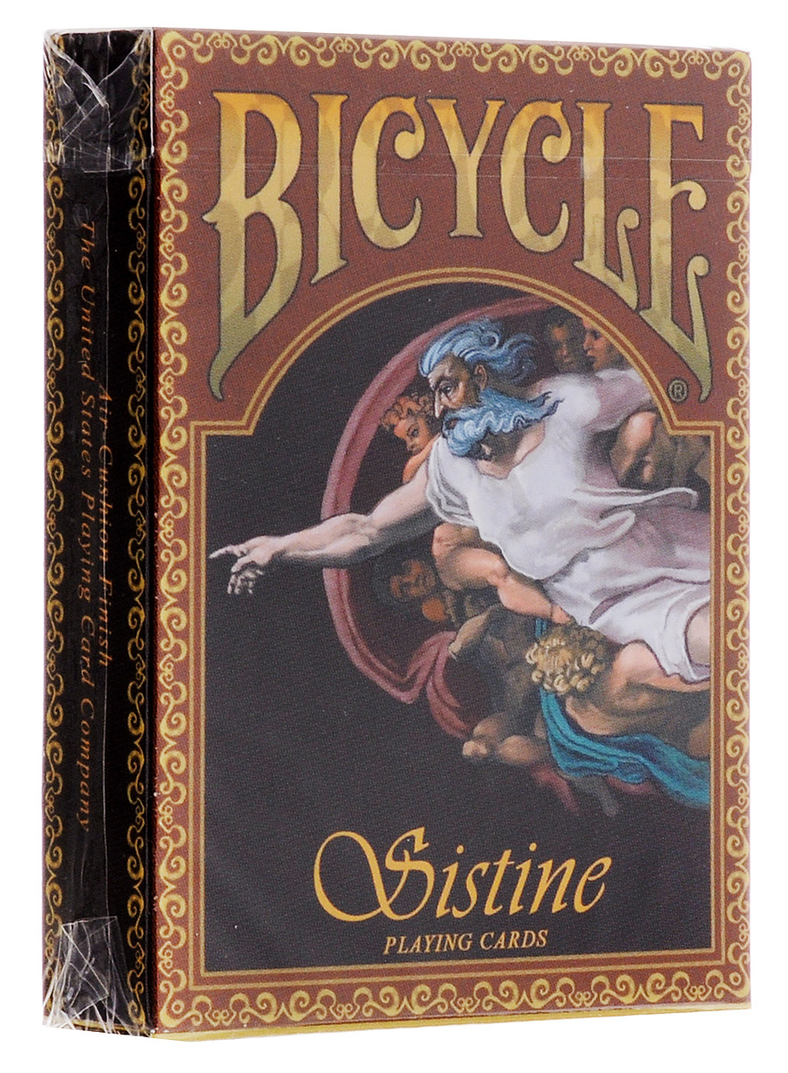 Карты игральные коллекционные Bicycle Сикстинская капелла, ограниченная серия, 54 картыК-588 Карты игральные коллекционные Bicycle Сикстинская капелла, ограниченная серия, 54 картыК-588Коллекционные игральные карты Сикстинская капелла напечатаны ограниченной партией 1100 колод, и они никогда не будут переизданы снова. Каждая колода пронумерована, номер колоды указан на этикетке. Компания USPCC обычно не печатает карты такими маленькими тиражами, этим и объясняется высокая цена колоды. Но именно поэтому они имеют особую коллекционную ценность. Карты Bicycle уже давно считаются классикой как среди любителей, так и в мире профессиональных игроков. Bicycle - это классические американские карты, которые выпускаются United States Playing Card Company с конца XIX века. Благодаря узнаваемому дизайну, отменному качеству и невысокой цене они пользуются популярностью во всем мире. Карты Bicycle отличаются рядом особенностей. Покрытие Air-Cushion обеспечивает отличную сохранность. Классический размер позволяет уверено работать с любыми вариациями колод.