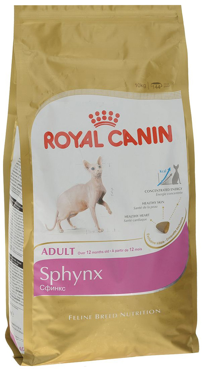 Корм сухой Royal Canin Sphynx Adult, для кошек породы Сфинкс старше 12 месяцев, 10 кг458100-539100 Корм сухой Royal Canin Sphynx Adult, для кошек породы Сфинкс старше 12 месяцев, 10 кг458100-539100Сухой корм Royal Canin Sphynx Adult - полнорационный корм для сфинксов старше 12 месяцев. Бесшерстные кошки время от времени рождались в разных уголках мира. Порода сфинкс в известном нам облике появилась в 1960-х годах, когда домашняя кошка в Онтарио (Канада) принесла котенка без шерсти. Гипнотизирующий взгляд, голая кожа со складками — сфинкс во многом не похож на других кошек. Существенная потребность в энергии. Отсутствие шерстного покрова у сфинксов компенсируется очень активным обменом веществ, позволяющим регулировать температуру тела. В то же время для такой терморегуляции необходимо очень много энергии, которую может обеспечить только правильно подобранное питание. Важнейшей составляющей правильного рациона этих кошек, склонных также к заболеваниям сердца, является специальный корм для породы сфинкс, который можно заказать в специализированных магазинах. Уникальный кожный покров, требующий ухода. Главная функция кожи заключается в создании...