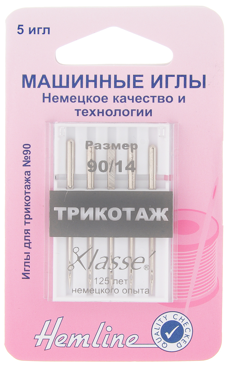 Набор игл для швейных машин Hemline, для трикотажа, №90, 5 шт101.90 Набор игл для швейных машин Hemline, для трикотажа, №90, 5 шт101.90Иглы Hemline идеально подходят для трикотажного, эластичного полотна с густым ворсом, для двухфонтурного кругловязаного полотна. Закругленный кончик иглы защищает ткань от прокалывания и повреждения волокон. Подходят для всех современных швейных машин: Bernette, Brother, Elna, Husgsvarna, Janome, New Home, Pfaff, Simplicity, Singer, Toyota, Viking и других. Изделия выполнены их высококачественной стали и упакованы в пластиковый футляр. Комплектация: 5 шт. Размер игл: №90.