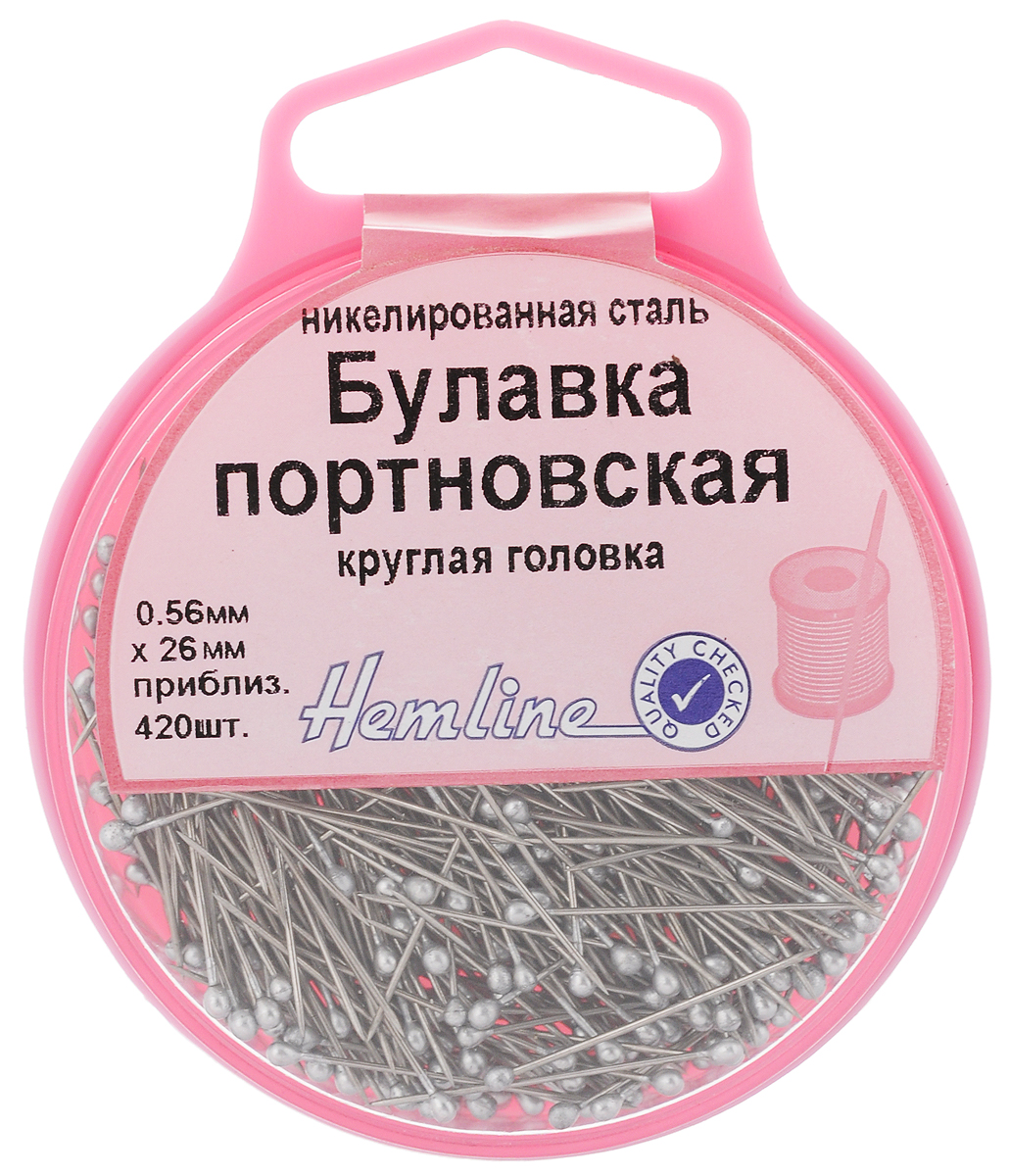 Булавки портновские Hemline, в круглом контейнере, 420 шт717 Булавки портновские Hemline, в круглом контейнере, 420 шт717Портновские булавки Hemline необходимы любой рукодельнице. Этот вид булавок наиболее часто применяется в рукоделии. Их удобно держать в руке, удобно прикалывать детали к доске или выкройки к ткани. Использование в работе таких булавок значительно экономит время на сметывание деталей, упрощает многие швейные операции, а во время первой примерки при пошиве платья булавки позволяют быстро корректировать выкройку и детали кроя. Булавки с круглыми головками выполнены из никелированной стали. Пластиковый круглый контейнер предназначен для многократного использования, удобного и безопасного хранения. Длина булавки: 26 мм. Толщина булавки: 0,56 мм. Размер контейнера: 6,5 х 6,5 х 1,5 см.