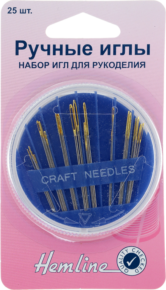 Набор игл Hemline, для вышивания и рукоделия, 25 шт. 210.25210.25 Набор игл Hemline, для вышивания и рукоделия, 25 шт. 210.25210.25Набор Hemline состоит из 25 ручных игл, выполненных из высококачественной стали. Ушко игл золотистого цвета. Иглы подходят для шитья и рукоделия. Рукоделие всегда считалось изысканным и благородным делом. Работа, сделанная своими руками, долго будет радовать вас и ваших близких. Изделия упакованы в пластиковый органайзер, который имеет отверстие для игл. Набор ручных игл Hemline станет вам надежным помощником в рукоделии и шитье. Средняя длина иглы: 4 см. Общее количество игл: 25 шт.