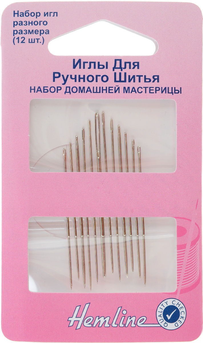 Hemline Иглы для ручного шитья, набор домашней мастерицы, 12 шт. 214214 Hemline Иглы для ручного шитья, набор домашней мастерицы, 12 шт. 214214Классический ассортимент из 12 артикулов самых популярных игл для шитья и рукоделия. Материал: высококачественная сталь. Размер: