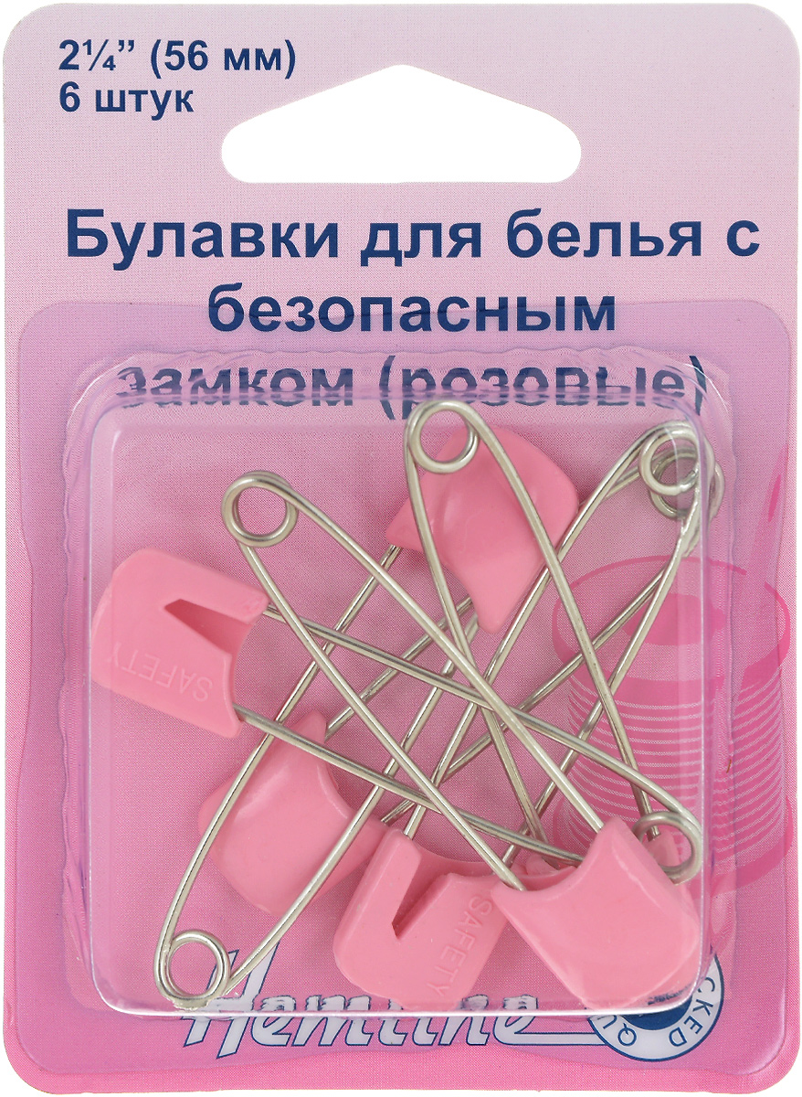 Булавки бельевые Hemline, цвет: розовый, длина 56 мм, 6 шт413.P Булавки бельевые Hemline, цвет: розовый, длина 56 мм, 6 шт413.PБулавки Hemline используются для закрепления краев пододеяльника, наволочки и другого белья. Выполнены из высококачественного металла с головкой из пластика. Ограничитель препятствует случайному открытию. В комплект входит 6 булавок. Длина булавки: 5,6 см.