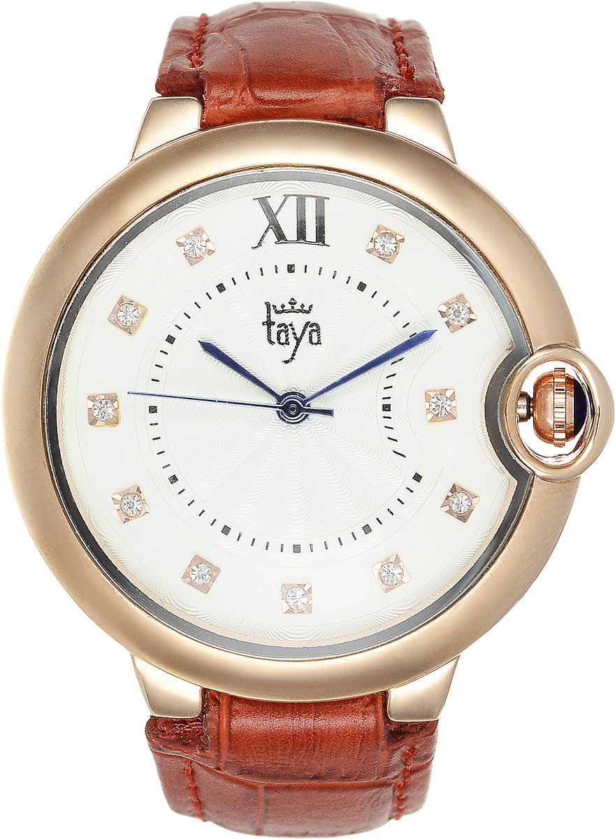 Часы наручные женские Taya, цвет: золотистый, терракотовый. T-W-0005T-W-0005-WATCH-GL.RED Часы наручные женские Taya, цвет: золотистый, терракотовый. T-W-0005T-W-0005-WATCH-GL.REDЭлегантные женские часы Taya выполнены из минерального стекла, натуральной кожи и нержавеющей стали. Циферблат инкрустирован стразами и дополнен символикой бренда. Корпус часов оснащен кварцевым механизмом со сменным элементом питания, а также дополнен ремешком из натуральной кожи, который застегивается на пряжку. Ремешок декорирован тиснением под кожу рептилии. Часы поставляются в фирменной упаковке. Часы Taya подчеркнут изящность женской руки и отменное чувство стиля у их обладательницы.