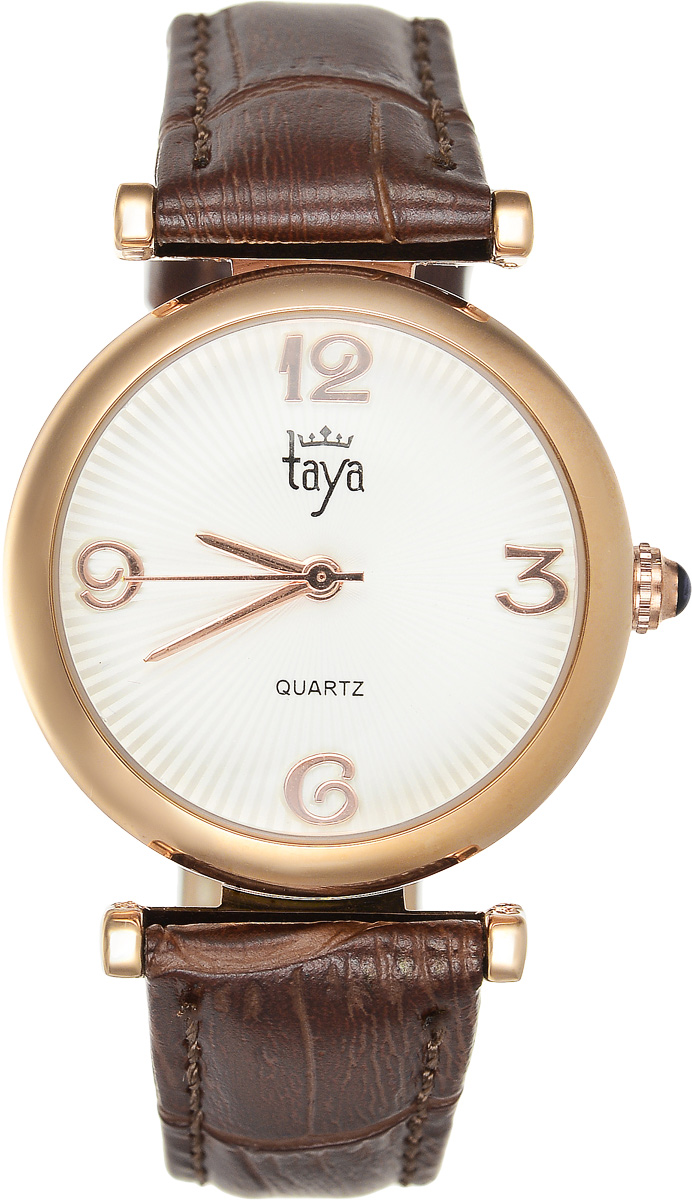 Часы наручные женские Taya, цвет: золотистый, коричневый. T-W-0015T-W-0015-WATCH-GL.BROWN Часы наручные женские Taya, цвет: золотистый, коричневый. T-W-0015T-W-0015-WATCH-GL.BROWNЭлегантные женские часы Taya выполнены из минерального стекла, натуральной кожи и нержавеющей стали. Циферблат часов украшен символикой бренда. Корпус часов оснащен кварцевым механизмом со сменным элементом питания, а также дополнен ремешком из натуральной кожи, который застегивается на пряжку. Кожаный ремешок декорирован тиснением под кожу рептилии. Часы поставляются в фирменной упаковке. Часы Taya подчеркнут изящность женской руки и отменное чувство стиля у их обладательницы.
