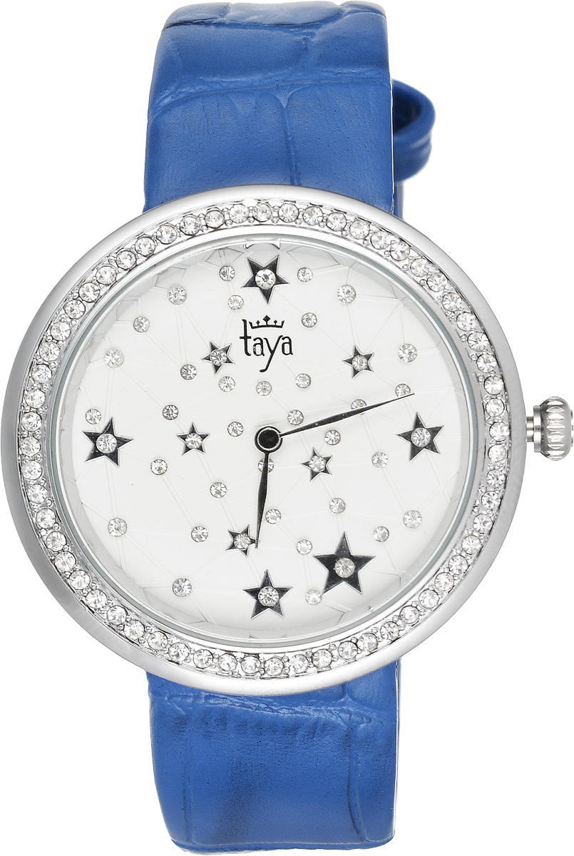 Часы наручные женские Taya, цвет: серебристый, синий. T-W-0011T-W-0011-WATCH-SL.D.BLUE Часы наручные женские Taya, цвет: серебристый, синий. T-W-0011T-W-0011-WATCH-SL.D.BLUEЭлегантные женские часы Taya выполнены из минерального стекла, натуральной кожи и нержавеющей стали. Циферблат и корпус часов украшены стразами и символикой бренда. Корпус часов оснащен кварцевым механизмом со сменным элементом питания, а также дополнен ремешком из натуральной кожи, который застегивается на пряжку. Ремешок декорирован тиснением под кожу рептилии. Часы поставляются в фирменной упаковке. Часы Taya подчеркнут изящность женской руки и отменное чувство стиля у их обладательницы.