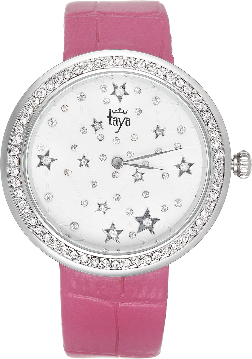 Часы наручные женские Taya, цвет: серебристый, фуксия. T-W-0012T-W-0012-WATCH-SL.FUCHSIA Часы наручные женские Taya, цвет: серебристый, фуксия. T-W-0012T-W-0012-WATCH-SL.FUCHSIAЭлегантные женские часы Taya выполнены из минерального стекла, натуральной кожи и нержавеющей стали. Циферблат с символикой бренда и корпус часов украшены стразами. Корпус часов оснащен кварцевым механизмом со сменным элементом питания, а также дополнен ремешком из натуральной кожи, который застегивается на пряжку. Ремешок декорирован тиснением под кожу рептилии. Часы поставляются в фирменной упаковке. Часы Taya подчеркнут изящность женской руки и отменное чувство стиля у их обладательницы.