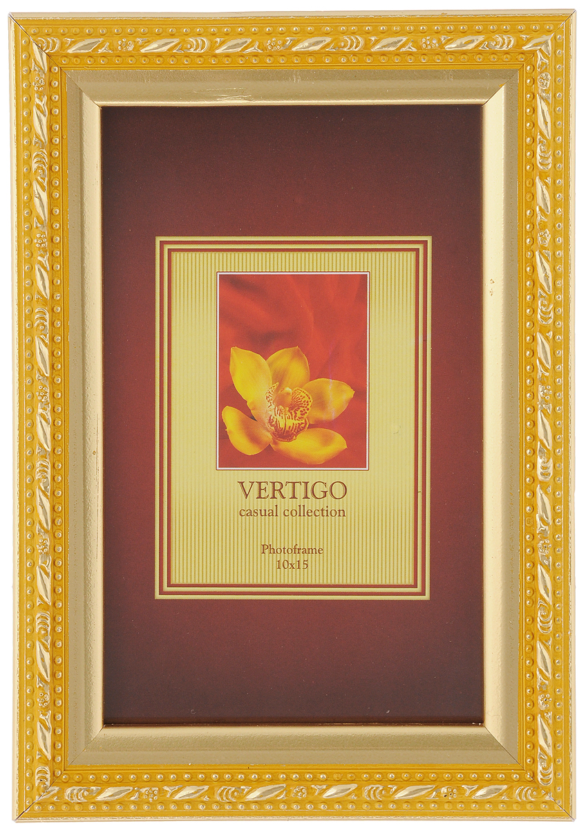 Фоторамка Vertigo Molise, цвет: золотистый, желтый, 10 х 15 см12197 WF-1038/197_золотой/жёлтый Фоторамка Vertigo Molise, цвет: золотистый, желтый, 10 х 15 см12197 WF-1038/197_золотой/жёлтыйФоторамка Vertigo Molise выполнена в классическом стиле из натурального дерева и стекла, защищающего фотографию. Оборотная сторона рамки оснащена специальной ножкой, благодаря которой ее можно поставить на стол или любое другое место в доме или офисе. Также изделие снабжено специальными петлями для подвешивания на стену. Такая фоторамка поможет вам оригинально и стильно дополнить интерьер помещения, а также позволит сохранить память о дорогих вам людях и интересных событиях вашей жизни.