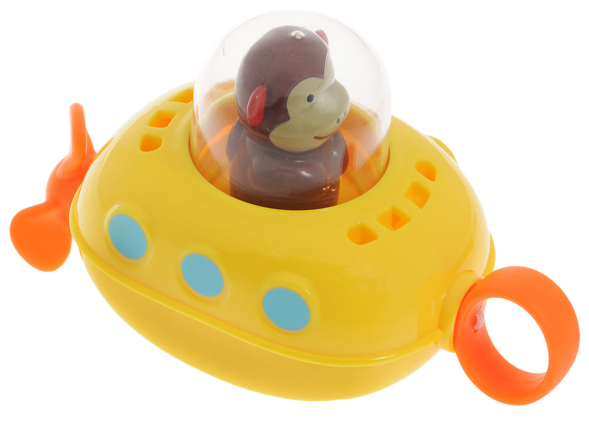 Skip Hop Игрушка для ванной СубмаринаSH 235352 Skip Hop Игрушка для ванной СубмаринаSH 235352Игрушка для ванной Skip Hop Субмарина понравится вашему ребенку и развлечет его во время купания. Она выполнена из безопасного материала в виде подводной лодки с обезьянкой на борту. Размер игрушки идеален для маленьких ручек малыша. Если потянуть за колечко на носу субмарины, ее винт начнет крутиться и подводная лодка поплывет. Игрушка для ванной способствует развитию цветового восприятия, тактильных ощущений и мелкой моторики рук, знакомит с причинно-следственными связями.