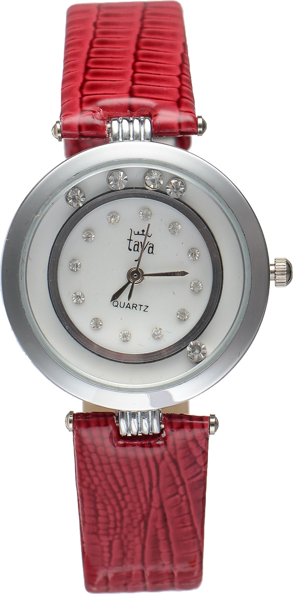 Часы наручные женские Taya, цвет: серебристый, красный. T-W-0021T-W-0021-WATCH-SL.RED Часы наручные женские Taya, цвет: серебристый, красный. T-W-0021T-W-0021-WATCH-SL.REDЭлегантные женские часы Taya выполнены из минерального стекла, искусственной кожи и нержавеющей стали. Циферблат инкрустирован стразами и дополнен символикой бренда. Корпус часов оформлен пятью стразами, перемещающимися по окружности. Корпус часов оснащен кварцевым механизмом со сменным элементом питания, а также дополнен ремешком из искусственной кожи, который застегивается на пряжку. Ремешок декорирован тиснением под кожу рептилии. Часы поставляются в фирменной упаковке. Часы Taya подчеркнут изящность женской руки и отменное чувство стиля у их обладательницы.
