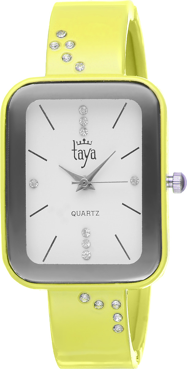 Часы наручные женские Taya, цвет: желтый. T-W-0463T-W-0463-WATCH-YELLOW Часы наручные женские Taya, цвет: желтый. T-W-0463T-W-0463-WATCH-YELLOWСтильные женские часы Taya выполнены из минерального стекла и нержавеющей стали. Браслет и циферблат часов инкрустированы стразами, циферблат дополнен символикой бренда. Корпус часов оснащен кварцевым механизмом со сменным элементом питания, а также дополнен раздвижным браслетом с пружинным механизмом. Часы поставляются в фирменной упаковке. Часы Taya подчеркнут изящность женской руки и отменное чувство стиля у их обладательницы.