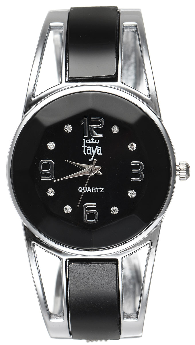 Часы наручные женские Taya, цвет: серебристый, черный. T-W-0431T-W-0431-WATCH-SL.BLACK Часы наручные женские Taya, цвет: серебристый, черный. T-W-0431T-W-0431-WATCH-SL.BLACKСтильные женские часы Taya выполнены из минерального стекла и нержавеющей стали. Корпус часов оформлен огранкой по всей окружности, циферблат инкрустирован стразами и дополнен символикой бренда. Корпус оснащен кварцевым механизмом со сменным элементом питания, а также дополнен раздвижным браслетом с пружинным механизмом и цветными стеклянными вставками. Часы поставляются в фирменной упаковке. Часы Taya подчеркнут изящность женской руки и отменное чувство стиля у их обладательницы.