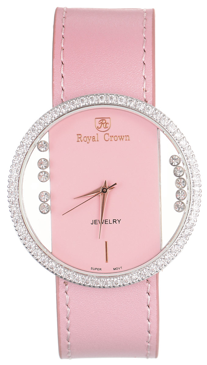 Часы наручные женские Royal Crown, цвет: светло-розовый, серебристый. 6110-RDM-46110-RDM-4 Часы наручные женские Royal Crown, цвет: светло-розовый, серебристый. 6110-RDM-46110-RDM-4Стильные женские часы Royal Crown изготовлены из нержавеющей стали и латуни, дополнены ремешком из натуральной кожи. Ремешок оформлен с внутренней стороны тиснением логотипа бренда. Для того чтобы защитить циферблат от повреждений в часах используется высокопрочное минеральное стекло. Корпус изделия оригинального дизайна, инкрустирован по кругу сверкающими чешскими цирконами и украшен россыпью камней, расположенных под стеклом и перемещающихся при движении руки. Циферблат выполнен без отметок и дополнен часовой, минутной и секундной стрелками. Корпус часов оснащен кварцевым механизмом, который имеет степень влагозащиты равную 3 Bar. Браслет комплектуется надежной и удобной в использовании застежкой-пряжкой, которая позволит с легкостью снимать и надевать часы, а также регулировать длину браслета. Часы упакованы в фирменную коробку и дополнительно в подарочный пакет с названием бренда. Часы Royal Crown подчеркнут изящность женской руки и отменное чувство стиля у их...