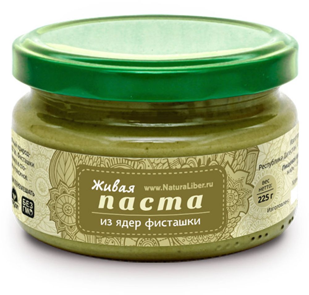 NaturaLiber паста из ядер фисташки, 225 г00-00000144 NaturaLiber паста из ядер фисташки, 225 г00-00000144Ядра фисташки содержат витамин E, известный природный антиоксидант и омолаживающее средство. Фисташки положительно действуют на работу кишечника и способствуют очищению организма от шлаков и токсинов.