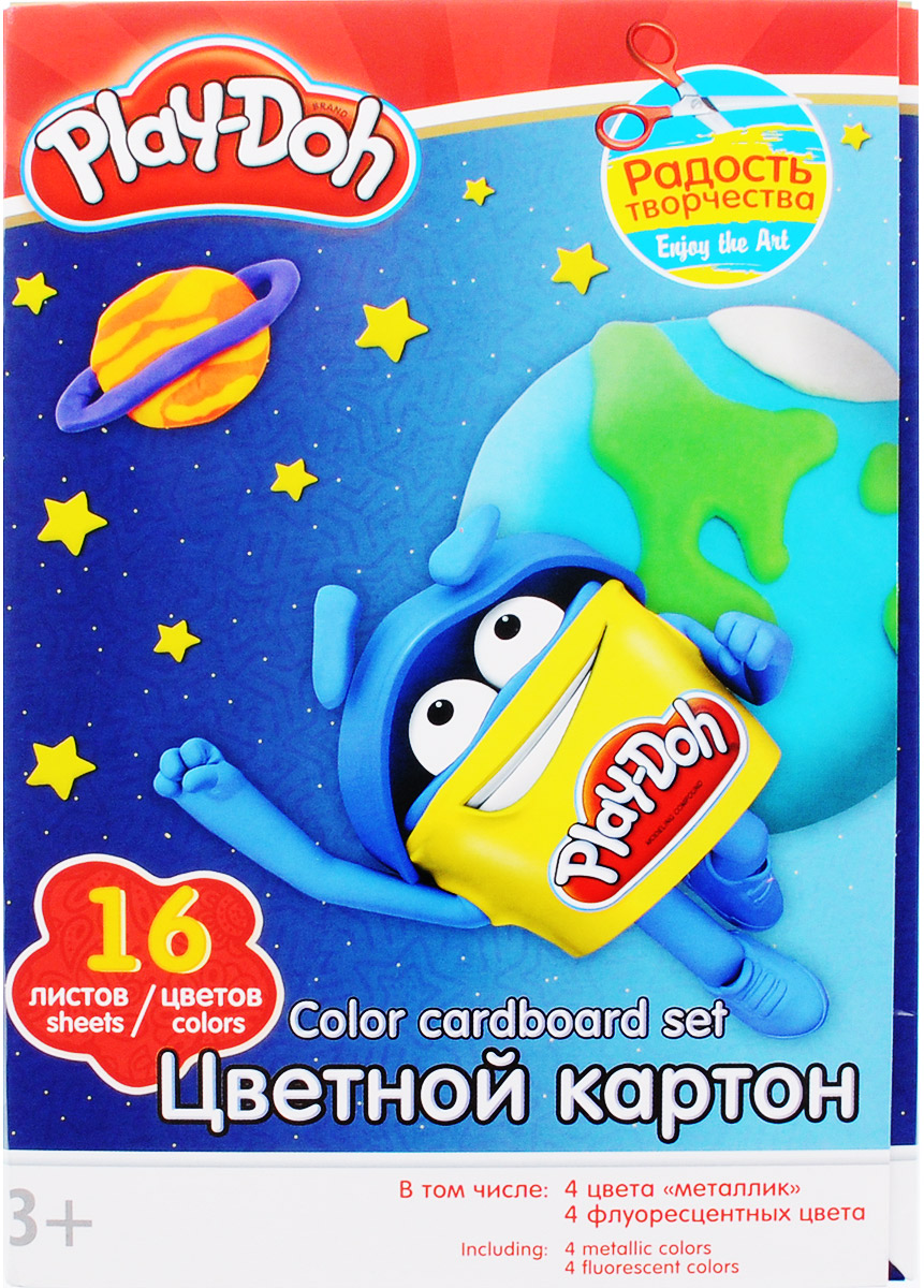 Play-Doh Цветной картон 16 листовPD2/2 Play-Doh Цветной картон 16 листовPD2/2Набор цветного картона Play-Doh формата А4 идеально подходит для детского творчества: создания аппликаций, оригами и многого другого. В упаковке 16 листов картона 16 цветов: золотистый, серебристый, желтый, красный, пурпурный, зелёный, голубой, фиолетовый, коричневый, черный, розовый металл, голубой металл, лимонный флюор, салатовый флюор, оранжевый флюор, розовый флюор. На обороте набора расположена игра на внимание Найди силуэт Додошки. Детские аппликации из цветной бумаги - отличное занятие для развития творческих способностей и познавательной деятельности малыша, а также хороший способ самовыражения ребенка. Рекомендуемый возраст: от 3 лет.