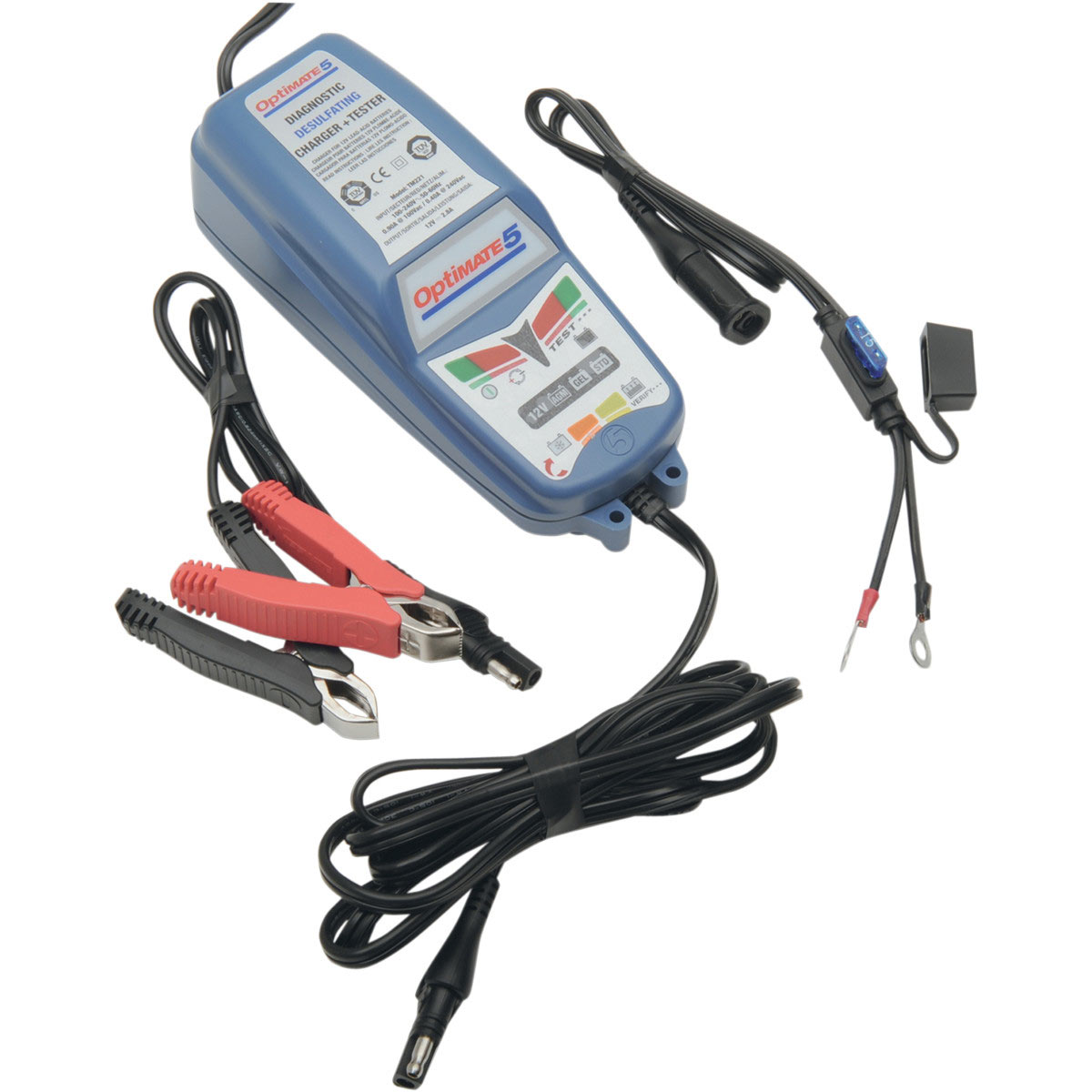 Зарядное устройство OptiMate 5. TM220TM220 Зарядное устройство OptiMate 5. TM220TM220Многоступенчатое зарядное устройство Optimate от бельгийской компании TecMate с режимами тестирования, восстановления глубокоразряженных аккумуляторных батарей, десульфатации и хранения. Управление полностью автоматическое без кнопок. Заряжает все типы 12В свинцово-кислотных аккумуляторных батарей, в т.ч. AGM, GEL. Защита от короткого замыкания, переполюсовки, искрообразования, перегрева. Оптимизирует срок службы и здоровье аккумуляторной батареи. Влагозащищенный корпус. Рекомендовано 10-ю ведущими производителями мототехники. Optimate 5 рекомендуется для АКБ от 7,5Ач до 120 Ач. Ток заряда 2,8А. Старт зарядки АКБ от 2В. Температурный режим -20...+40С. В комплект устройства входят аксессуары O11 кольцевой разъем постоянного подключения и O4 зажимы типа крокодил.