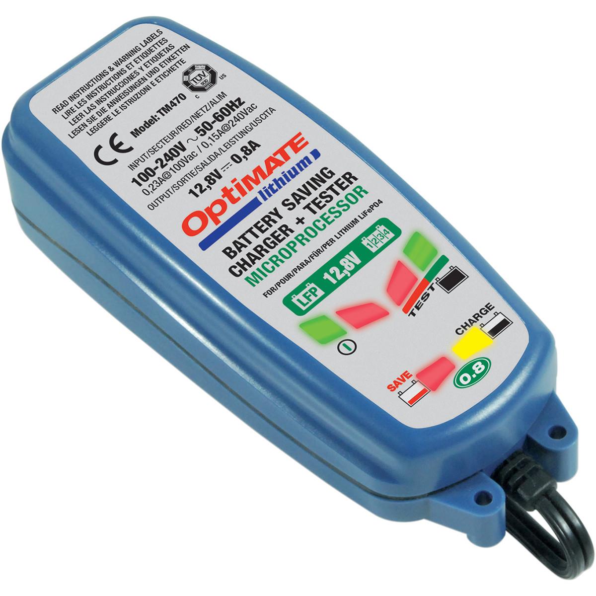 Зарядное устройство OptiMate Lithium 0,8А. TM470TM470 Зарядное устройство OptiMate Lithium 0,8А. TM470TM470Многоступенчатое устройство Optimate от бельгийской компании TecMate с режимами тестирования, восстановления глубокоразряженных аккумуляторных батарей и хранения. Управление полностью автоматическое без кнопок. Заряжает только литий-ионные аккумуляторные батареи, выполненные по технологии LiFePo4. Защита от короткого замыкания, переполюсовки, искрообразования, перегрева. Оптимизирует срок службы и здоровье аккумуляторной батареи. Влагозащищенный корпус. Рекомендовано 10-ю ведущими производителями мототехники. OptiMate Lithium 0,8А рекомендуется для LiFePo4 АКБ от 2Ач до 50 Ач. Ток зарядки 0,8А. Старт заряда АКБ от 0,5В. Температурный режим -20...+40С. В комплект устройства входят аксессуары O1 кольцевой разъем постоянного подключения и O4 зажимы типа крокодил.