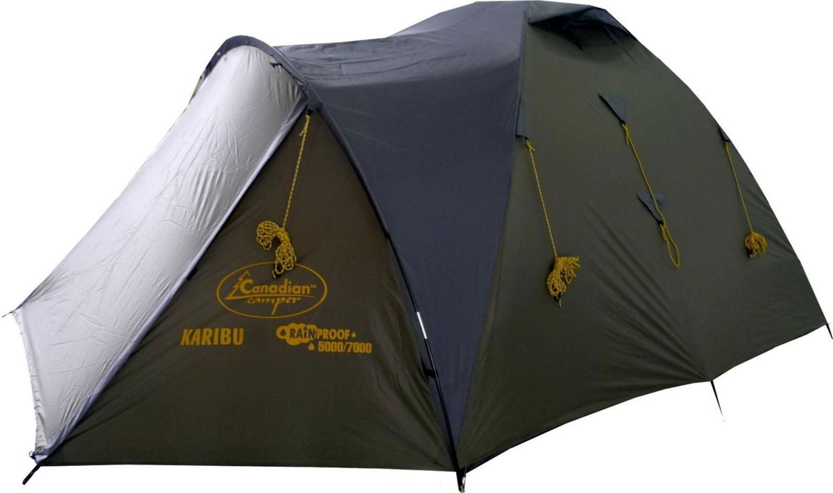 Палатка Canadian Camper Karibu 2, цвет: зеленый, серый30200047 Палатка Canadian Camper Karibu 2, цвет: зеленый, серый30200047Небольшая уютная палатка Canadian Camper Karibu 2 пользуется особой популярностью среди туристов и любителей комфортного отдыха на природе. Ее легко можно брать с собой на небольшой пикник с ночевкой, подойдет она и для пеших походов или многодневного палаточного лагеря. Палатка оснащена небольшим тамбуром для вещей и навесом. Несмотря на небольшие габариты и вес, она позволяет комфортно разместиться небольшой группе из 2-3 человек вместе со снаряжением. Компактная в сложенном виде, но при этом просторная и высокая туристическая палатка Canadian Camper Karibu 2 легко устанавливается. Особенности: Водоотталкивающая пропитка. Быстросборный каркас. Внутренние карманы. Надежная водонепроницаемость. Антимоскитная сетка. Огнеупорная пропитка. Сумка-чехол для переноски и хранения в комплекте. Материал дуг: стекловолокно. Материал стоек: сталь.
